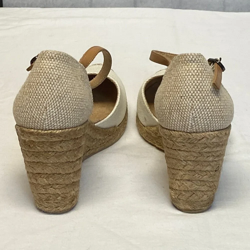 White Mountain Mamba Espadrilles Neutral Rope Wedge Heels Ankle Strap 9.5 NIB